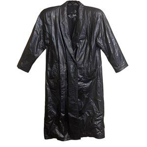 Vintage J Walden Women Leather Duster Black Long Coat 9/10 Luxury Full Length